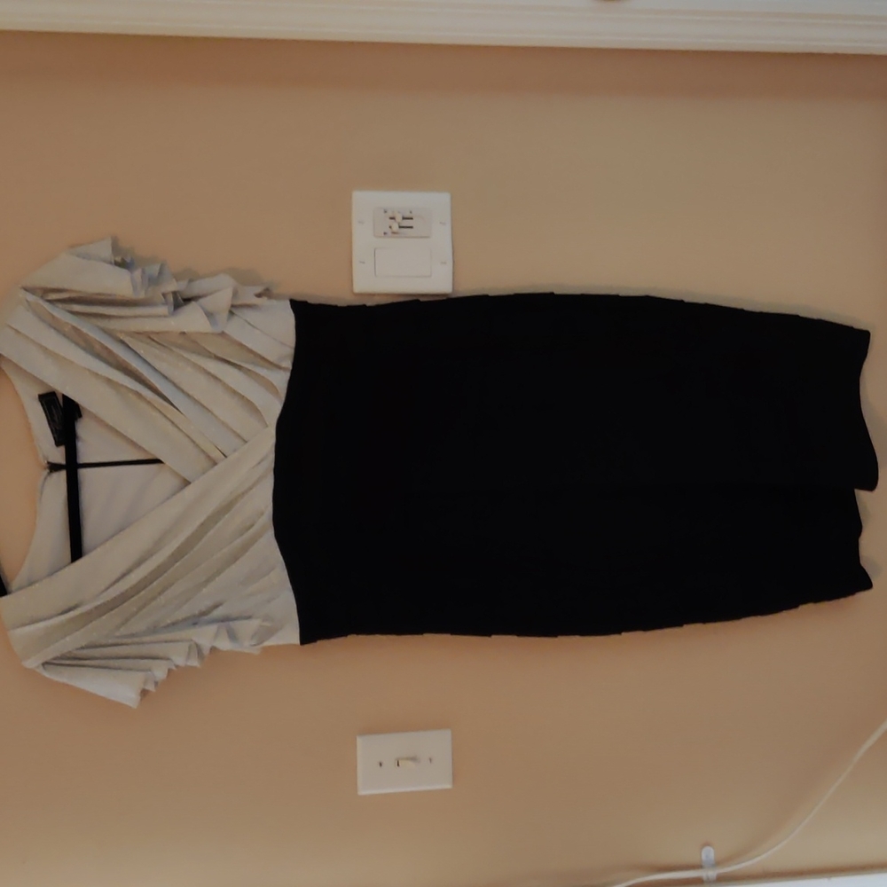 Dressbarn silver & black cocktail dress, size 12